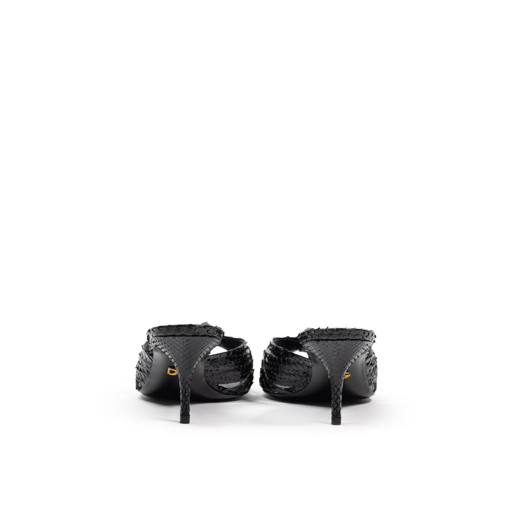Black Snake Skin Platform Sandals