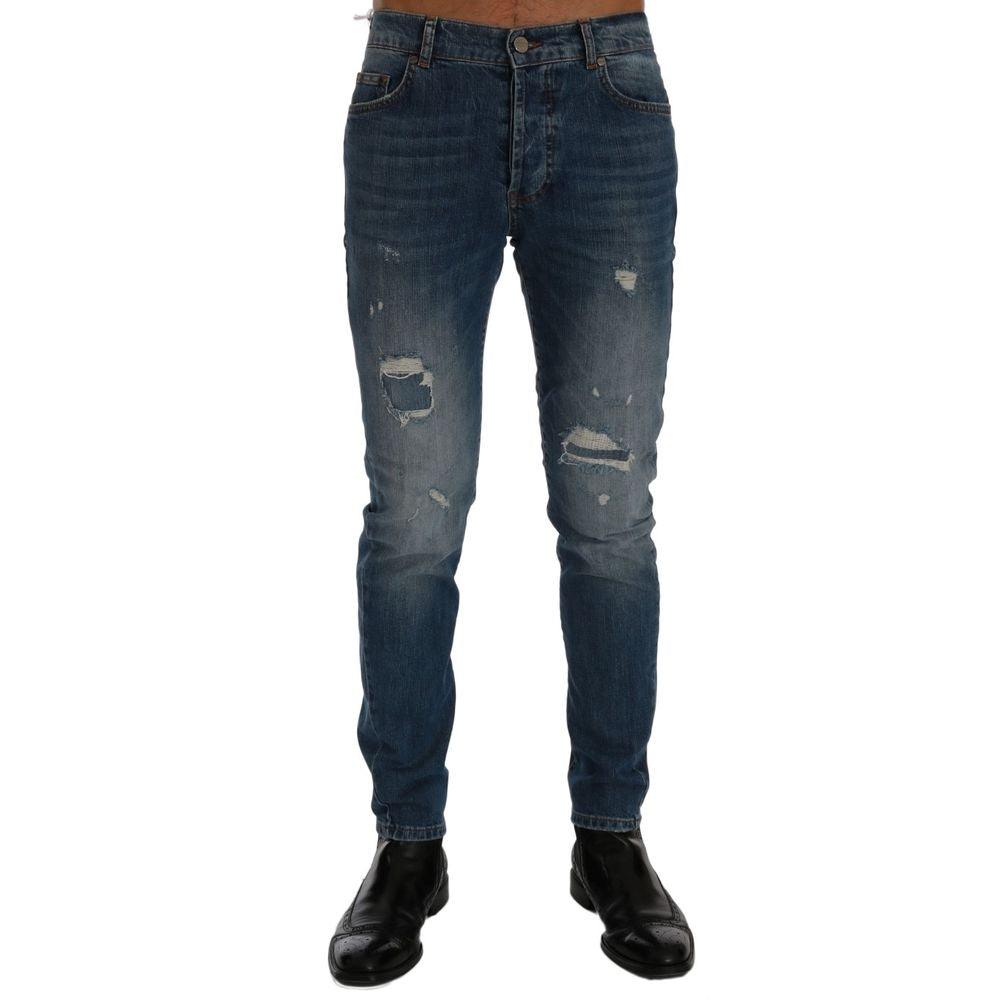 Blue Cotton Slim Fit Jeans