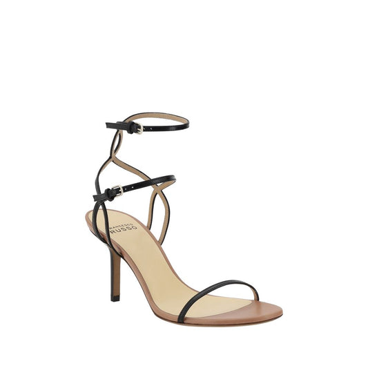 Black Calf Leather Bos Taurus Stiletto Heel Sandals