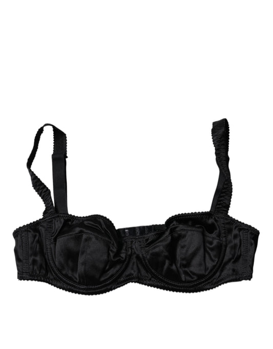 Black Silk Stretch Balconette Brassiere Underwear