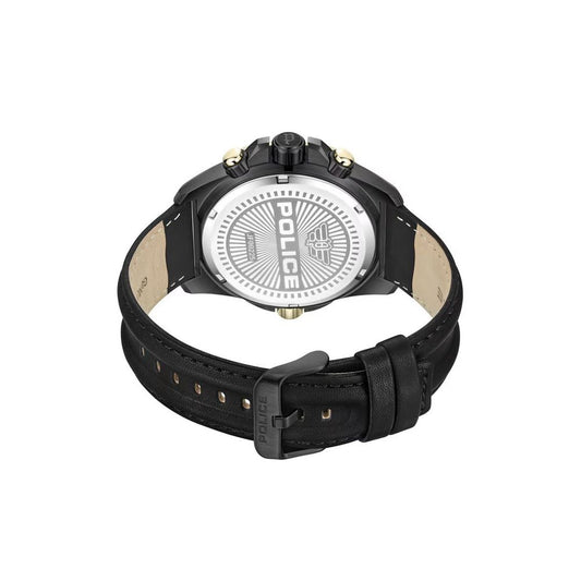 Black Artificial Leather Sport Watch