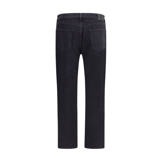 Black Cotton Straight-Leg Jeans