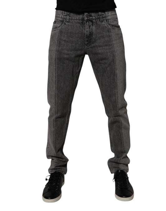 Two Tone Gray Cotton Denim Jeans