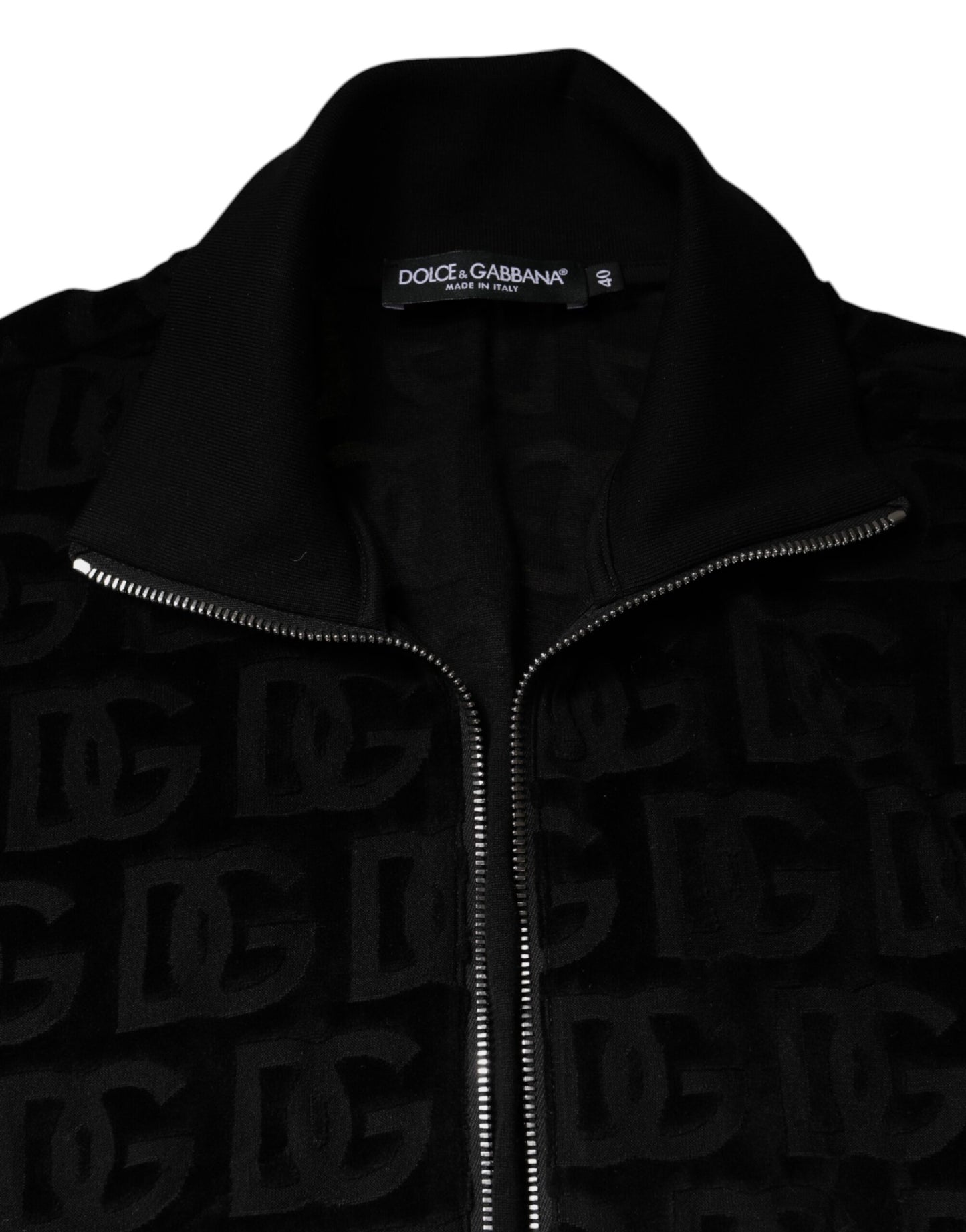 Black Logo Monogram Full Zip Bomber Jacket