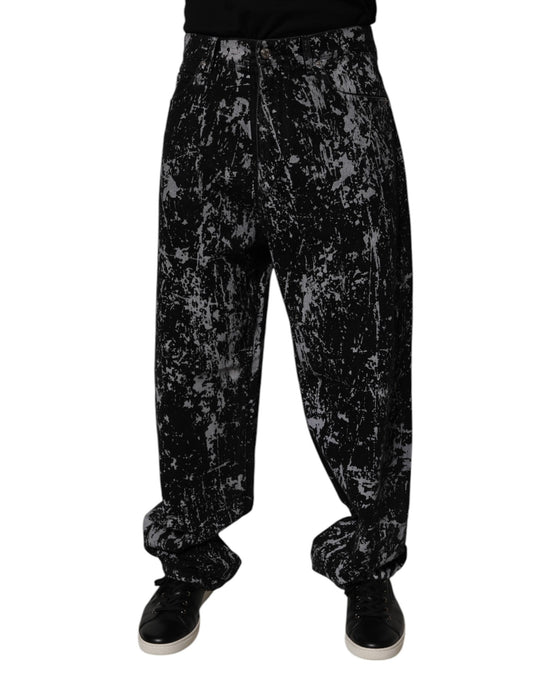 Black Tie Dye Cotton Straight Men Denim Jeans