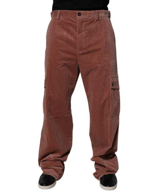 Brown Corduroy Cotton Cargo Men Denim Jeans