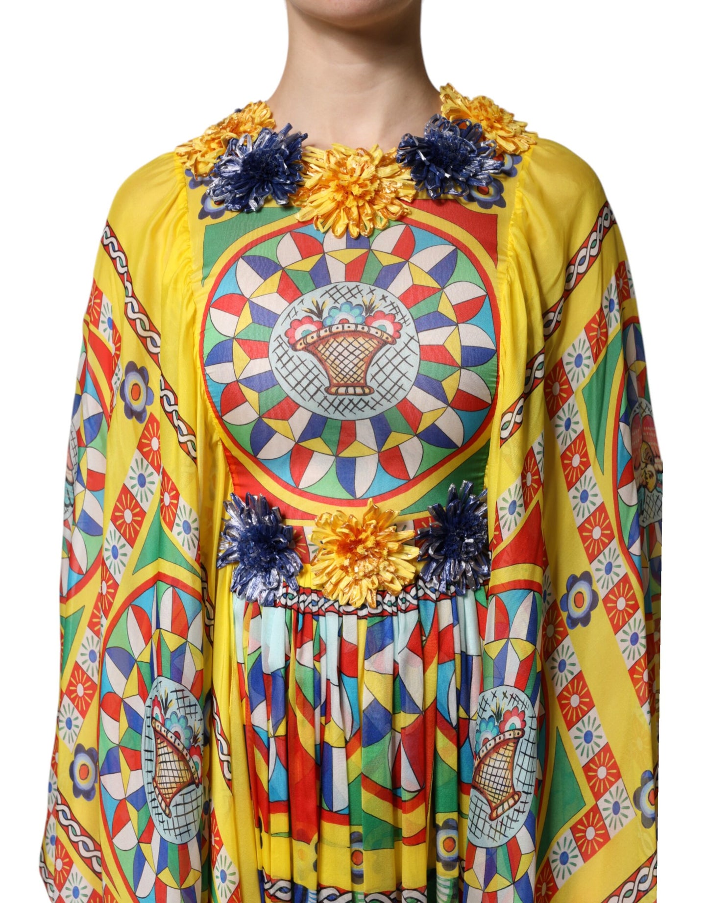 Multicolour Carretto Print Kaftan Twill Dress