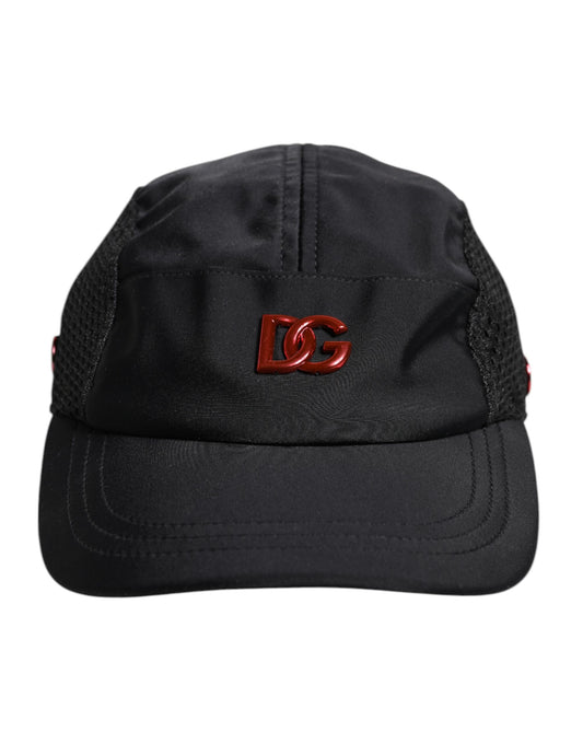 Black Nylon DG Logo 6 Panels Baseball Cap