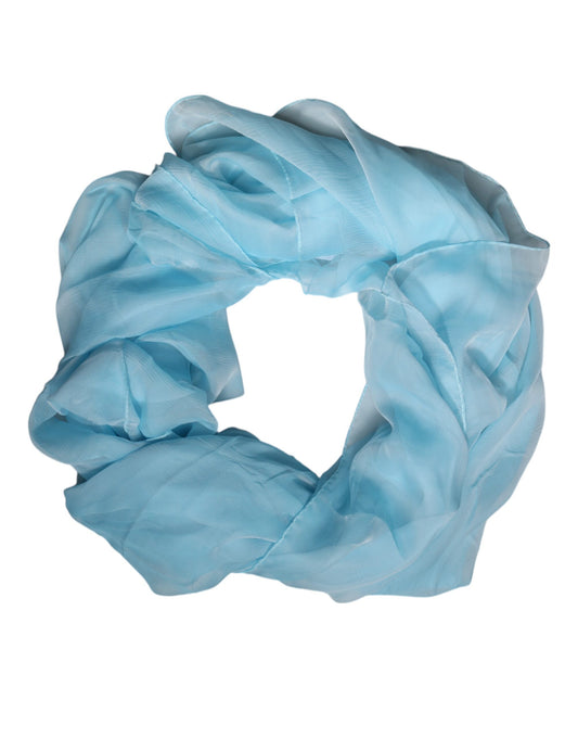 Light Blue Silk Rectangle Wrap Shawl Scarf