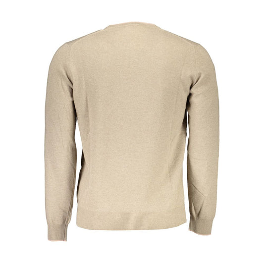 Beige Wool Men Sweater