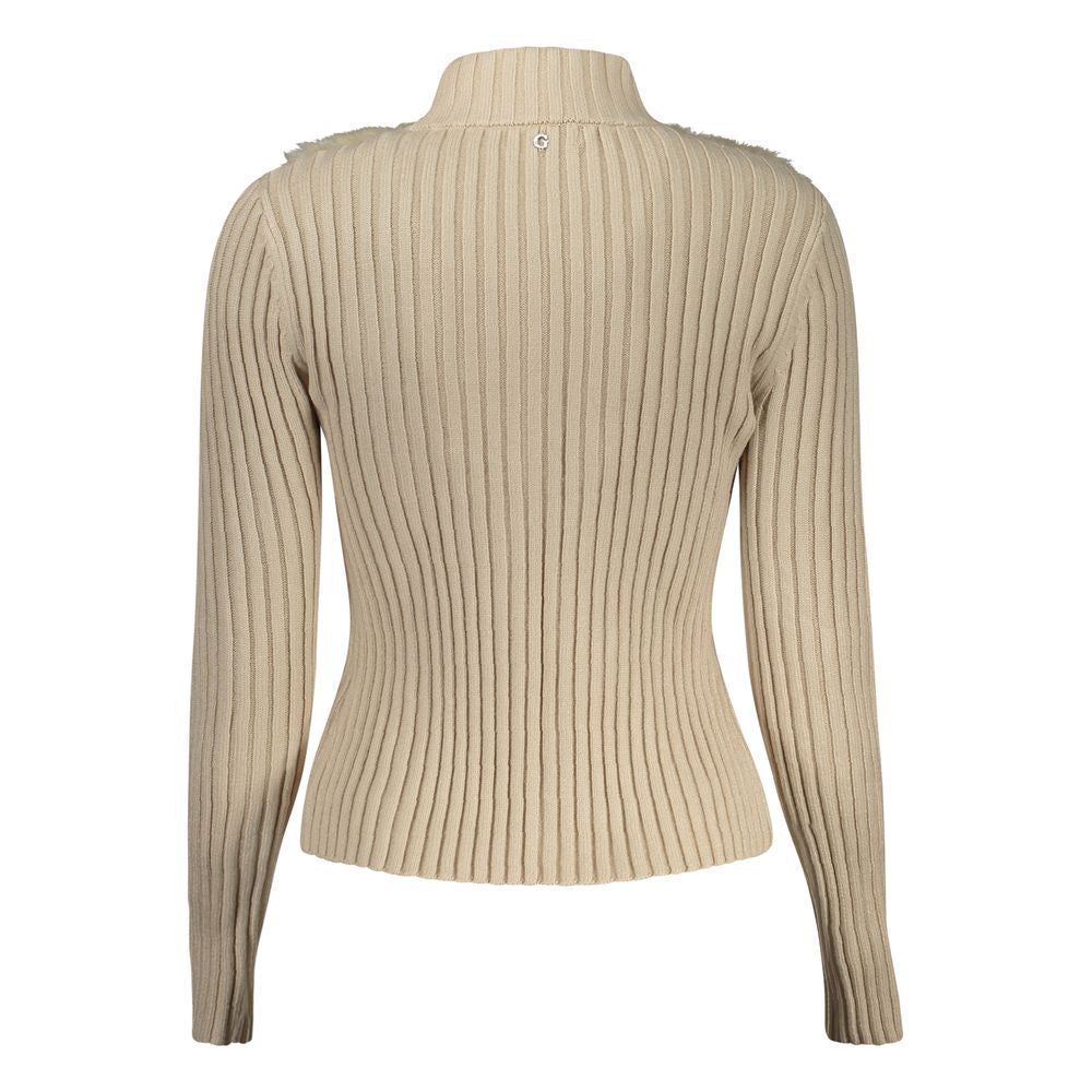 Beige Viscose Women Cardigan
