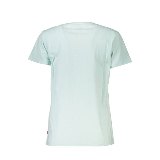 Blue Cotton Women T-Shirt