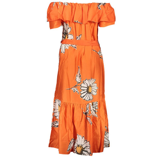 Orange Cotton Casual Dress