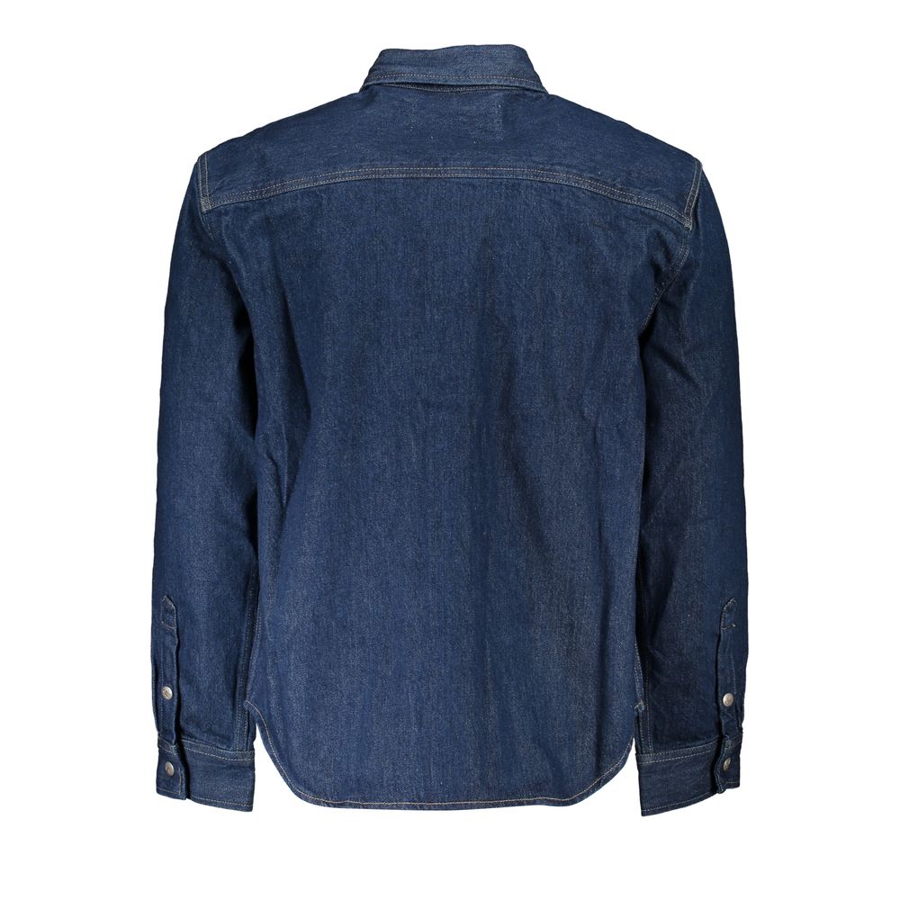 Blue Cotton Men Jacket