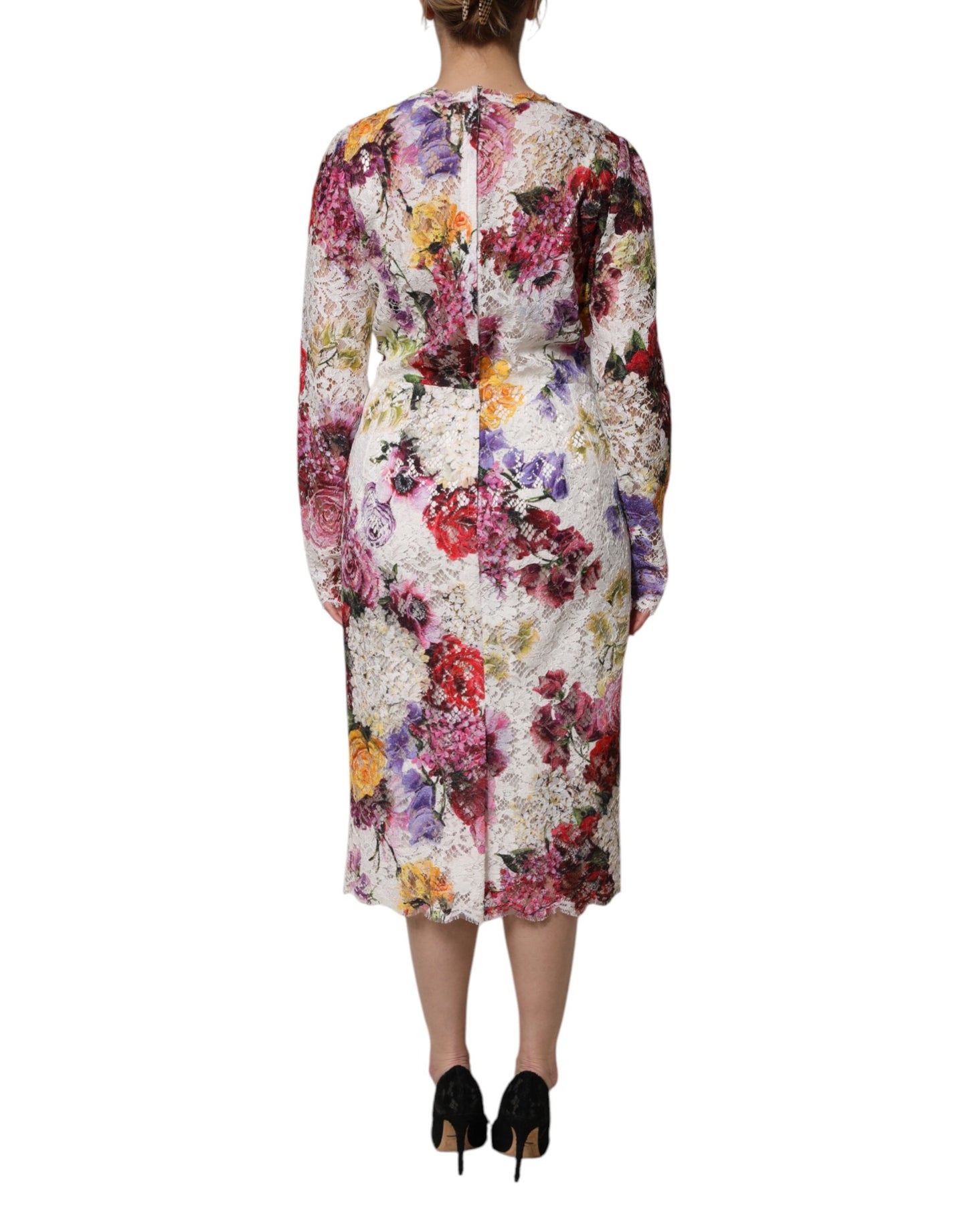 Multicolor Floral Long Sleeve A-line Dress