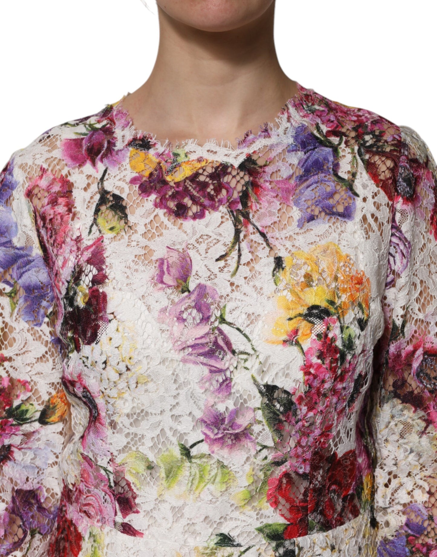 Multicolor Floral Long Sleeve A-line Dress