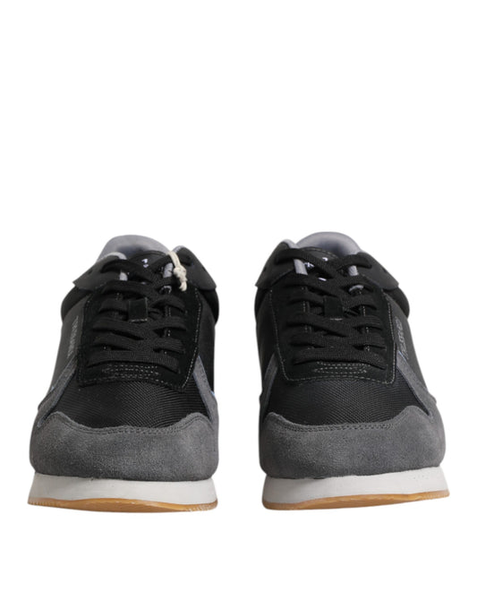 Black Gray Lace Up Low Top Casual Sneakers Shoes