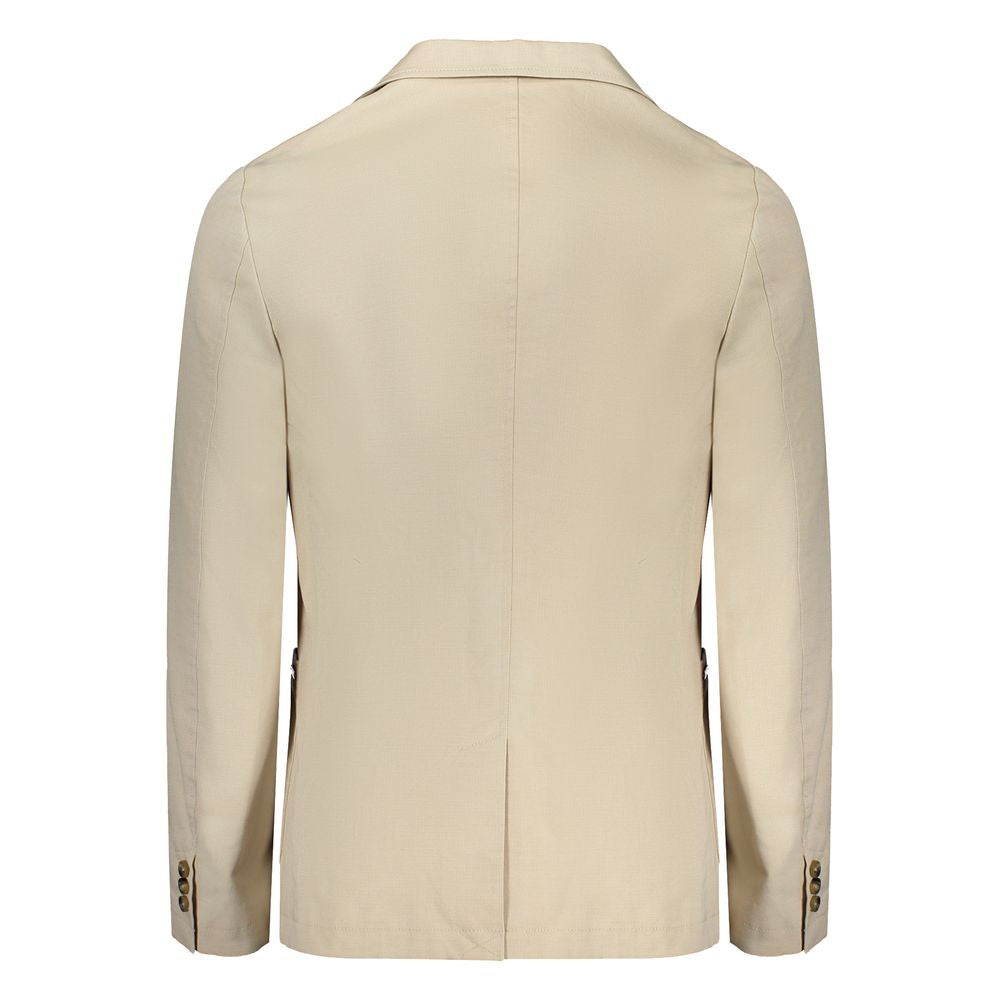 Beige Cotton Men Jacket