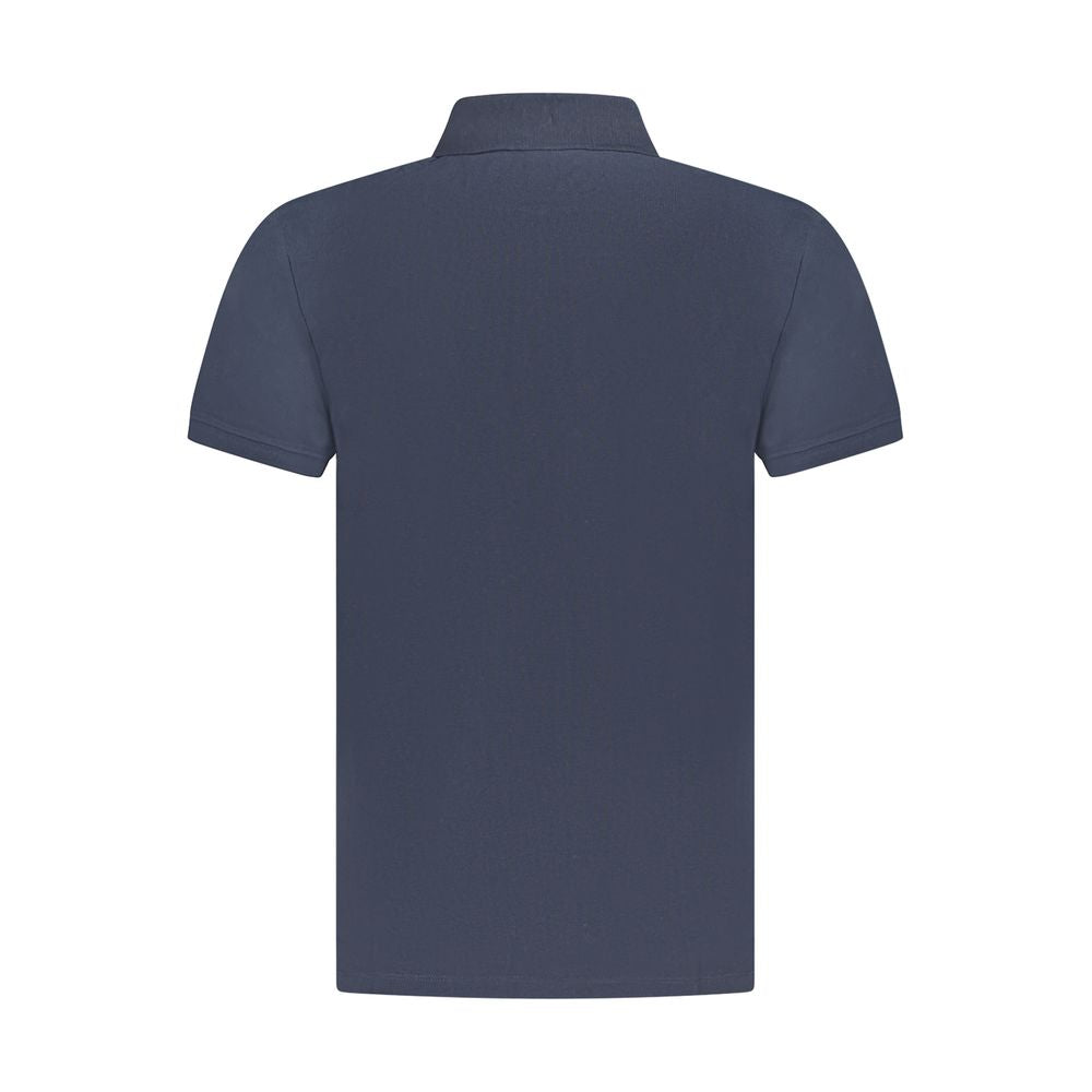 Blue Cotton Men Polo