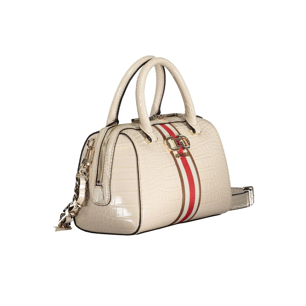 Beige Polyurethane Women's Handbag