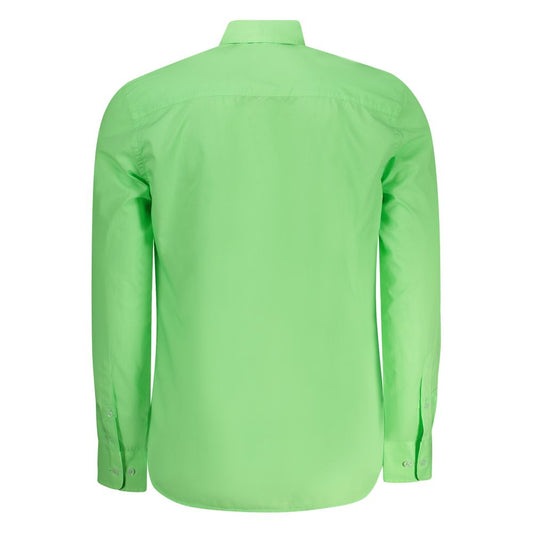 Green Cotton Men Shirt
