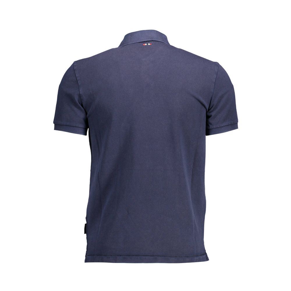 Blue Cotton Men Polo Shirt