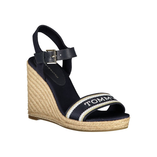 Blue Polyester Wedge Sandals