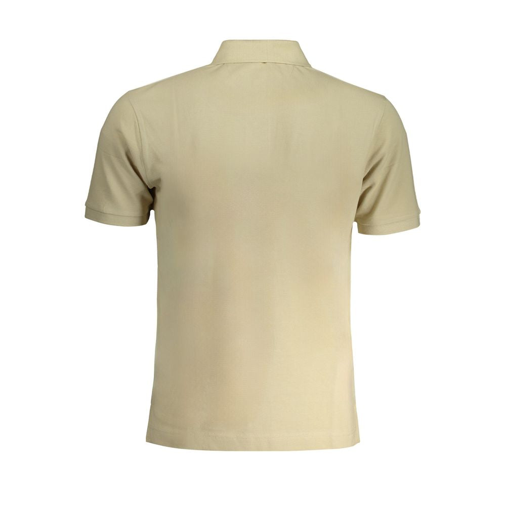 Beige Cotton Men Polo Shirt