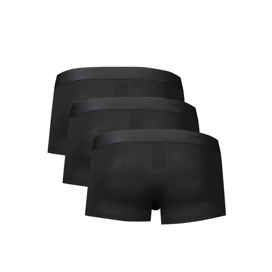 Black Polyester Men's Boxer Briefs