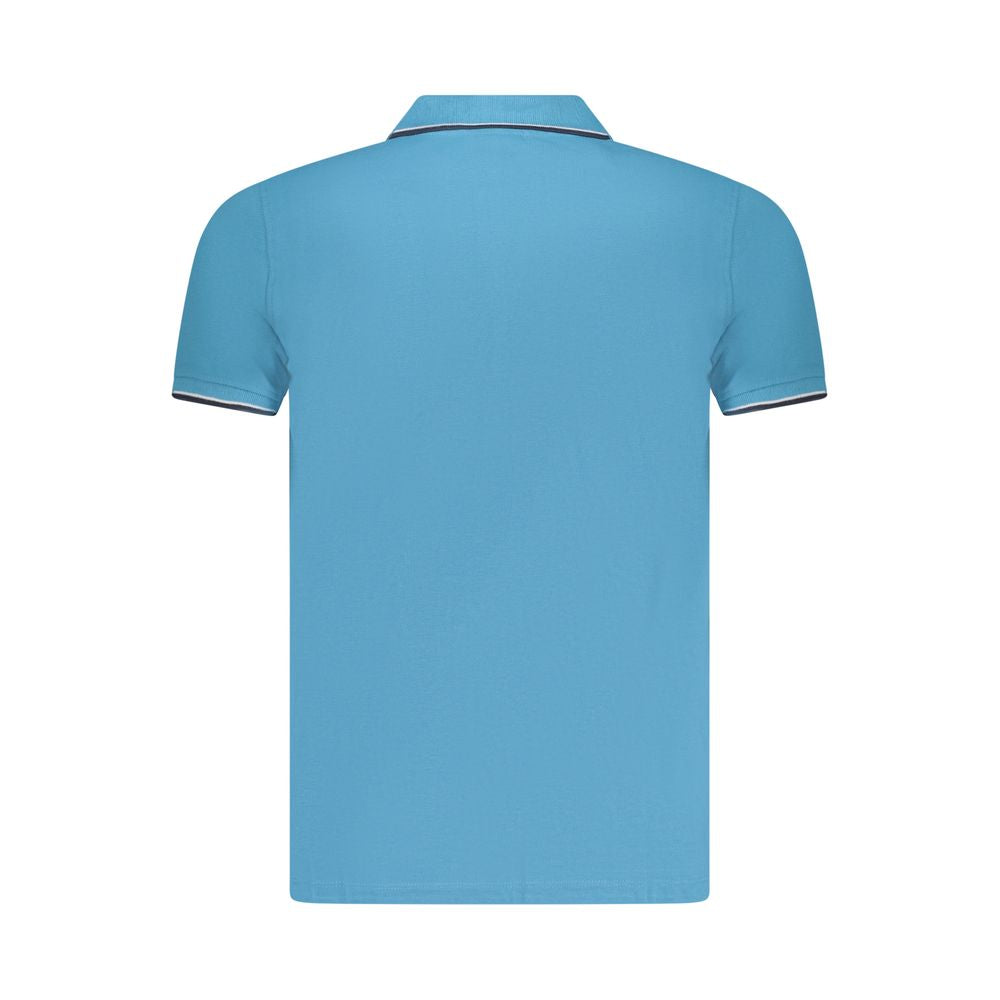 Blue Cotton Men Polo Shirt