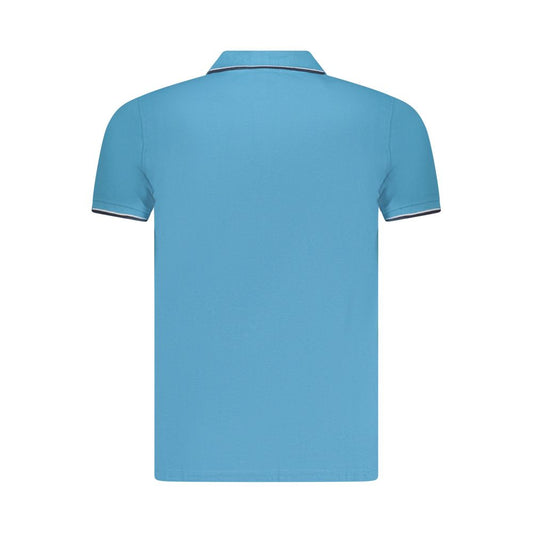 Blue Cotton Men Polo Shirt