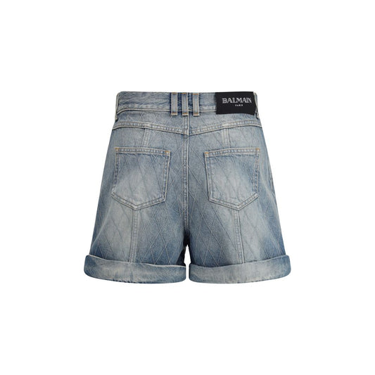Blue Cotton Bermuda Shorts