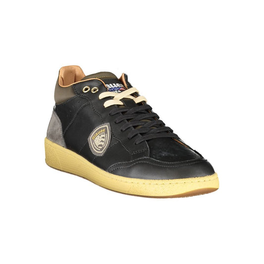 Black Leather Men Sneaker
