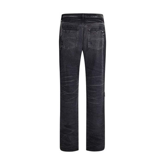 Black Cotton Straight-Leg Jeans