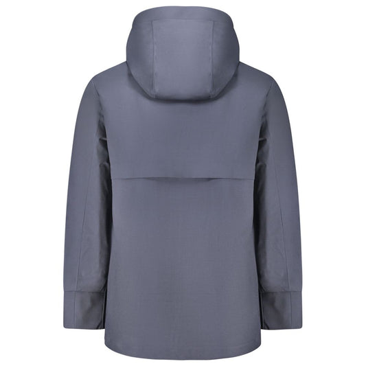 Blue Wool Men Trench Coat