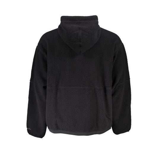 Black Polyester Men Sweater with Hood