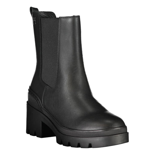 Black Polyester Ankle Boots
