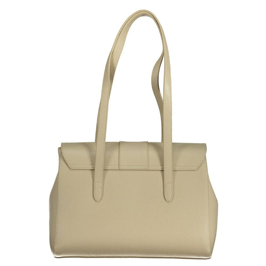 Beige Polyurethane Women Handbag