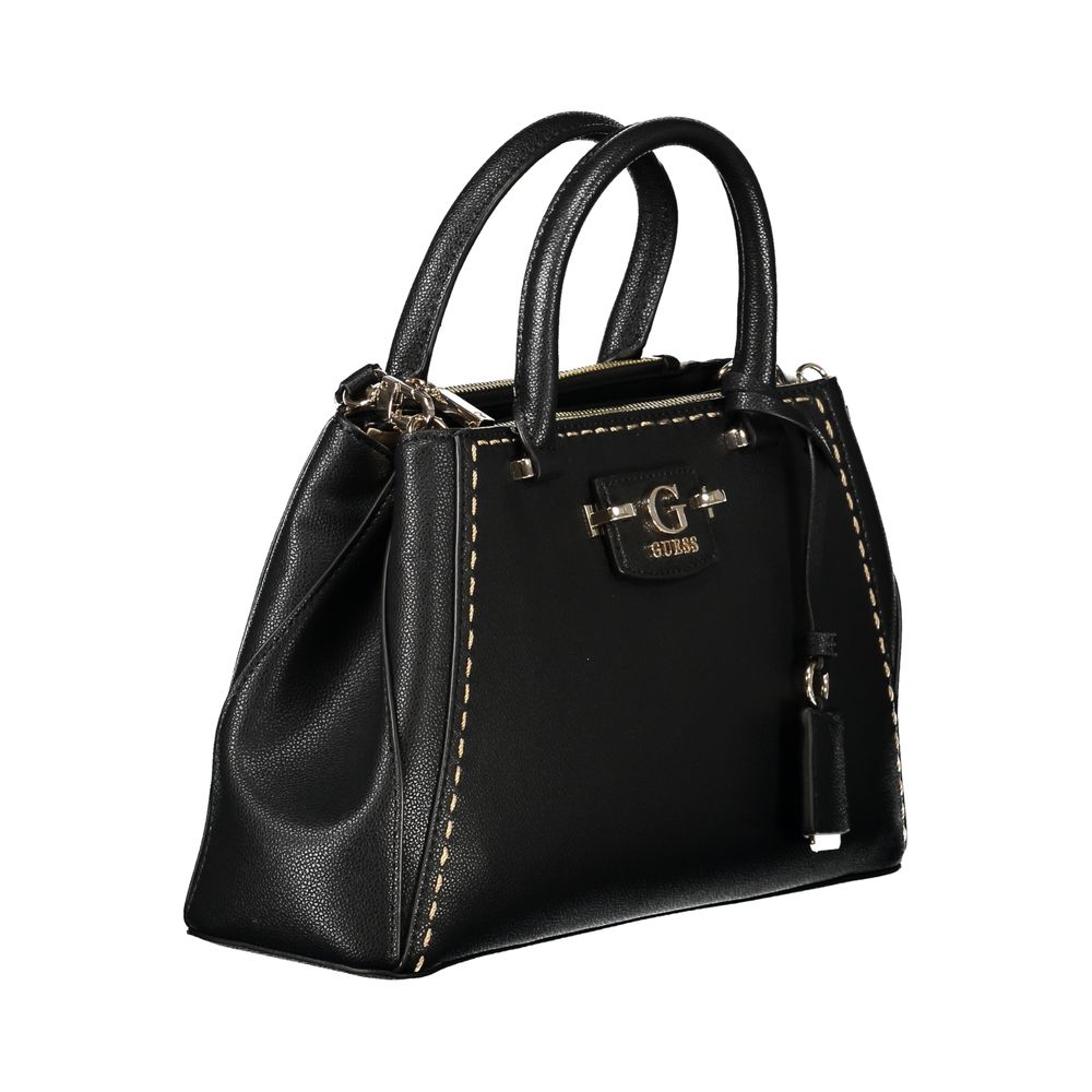 Black Polyurethane Women Handbag