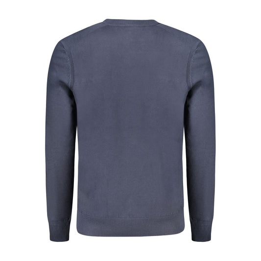 Blue Cotton Men's Long-Sleeved T-Shirt