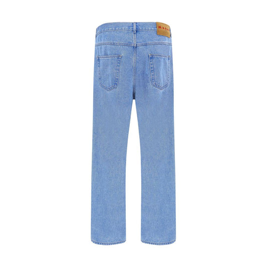 Light Blue Cotton Straight-Leg Jeans