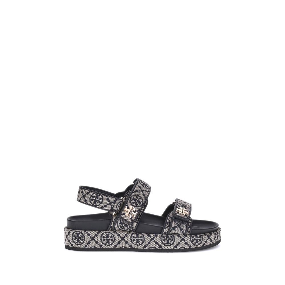 Blue Fabric Flat Sandals