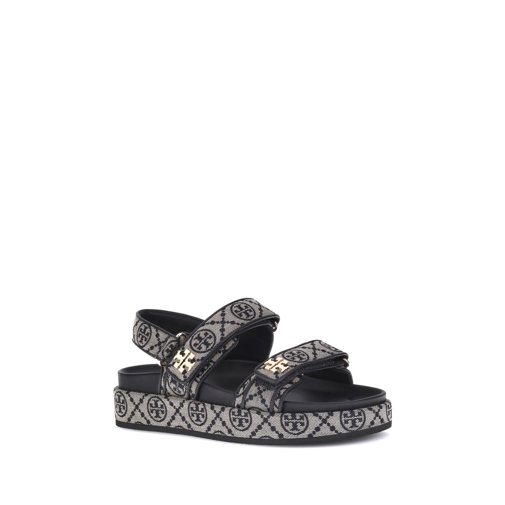 Blue Fabric Flat Sandals