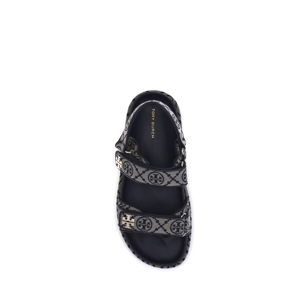 Blue Fabric Flat Sandals