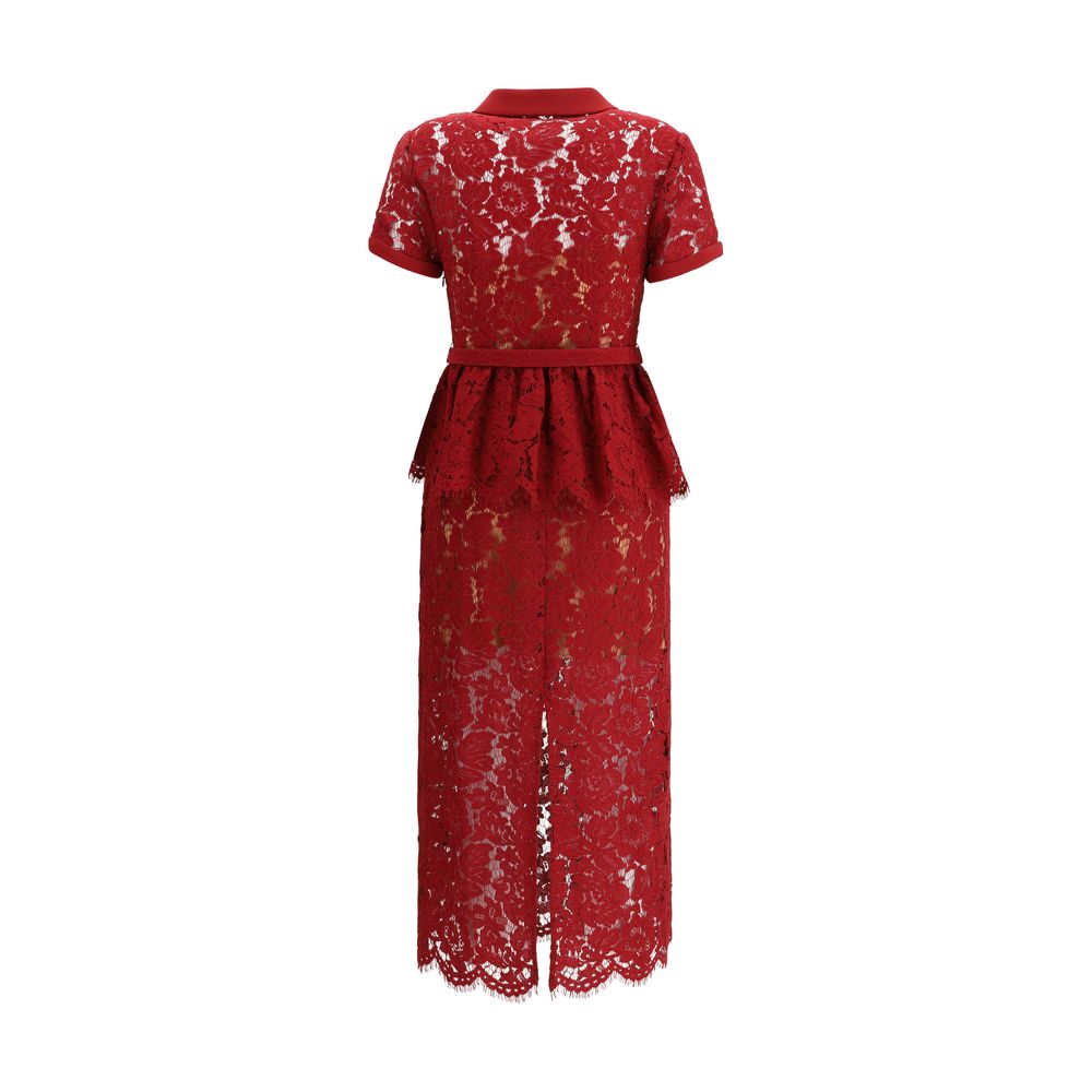 Red Cotton Casual Dress