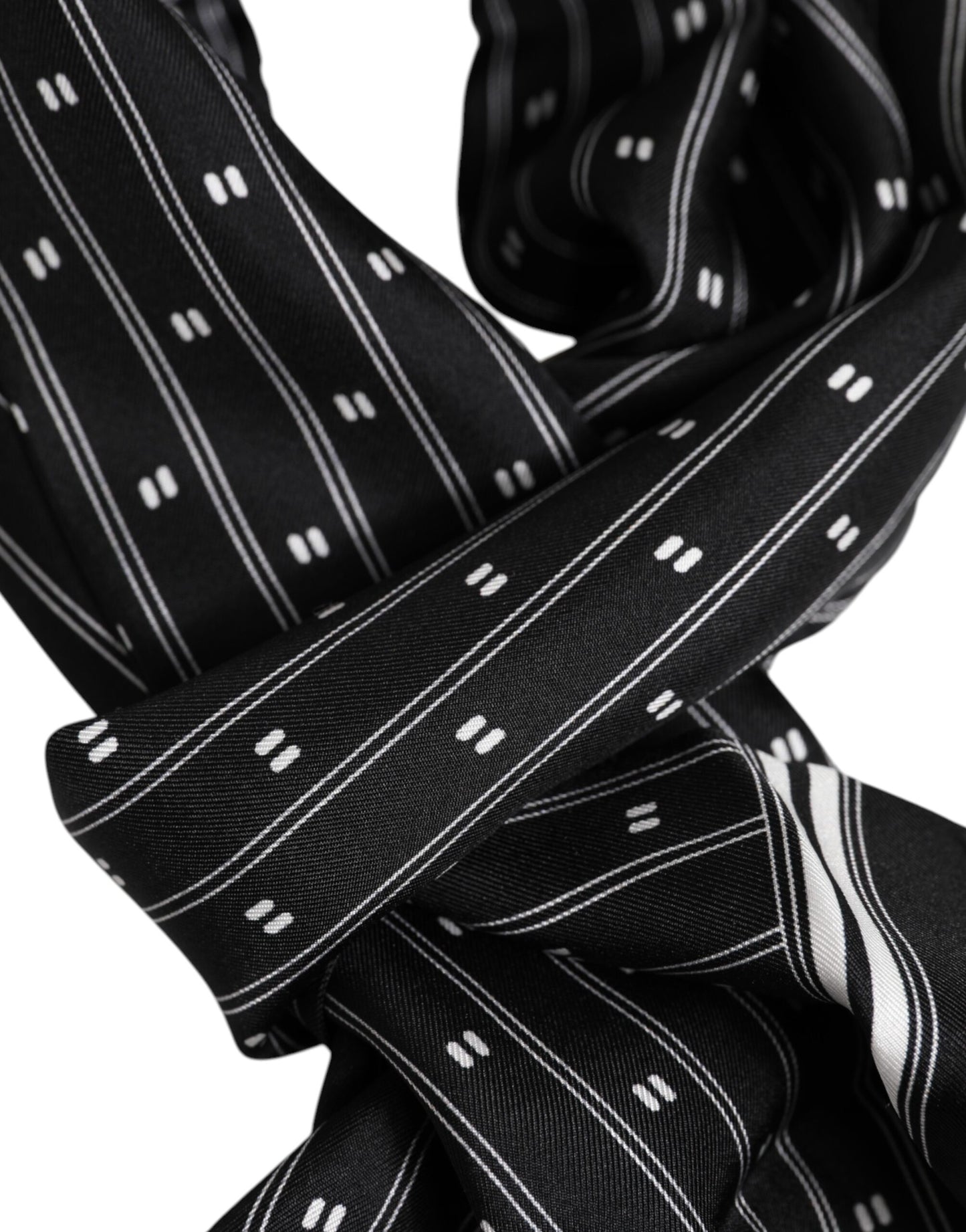 Black Silk Printed Fringes Men Foulard Scarf