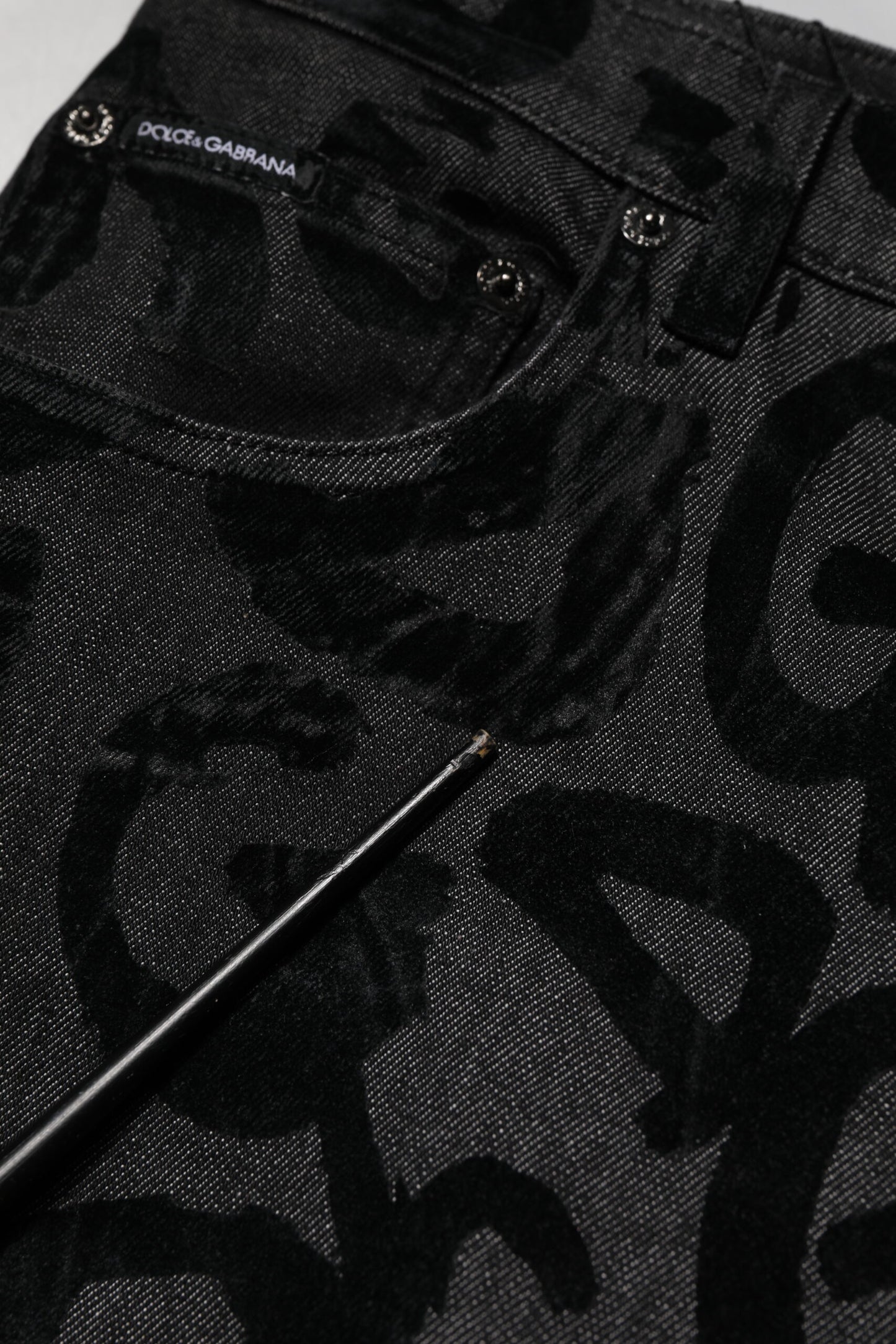 Gray Cotton DG Logo Straight Men Denim Jeans