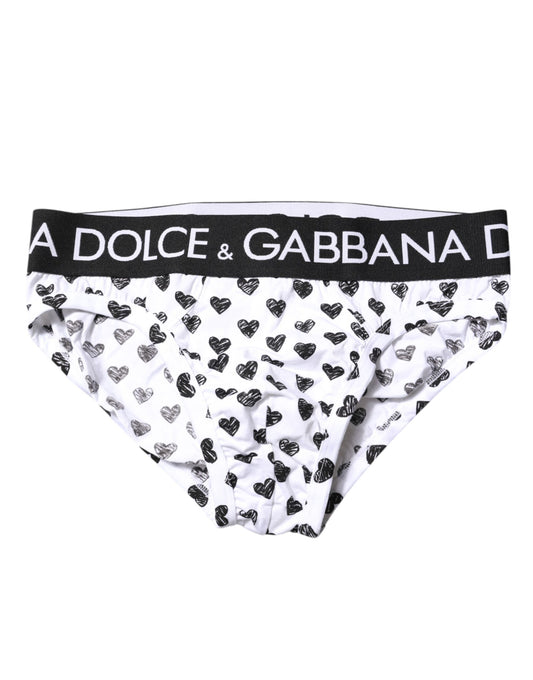 White Heart Printed Regular Brief Underwear