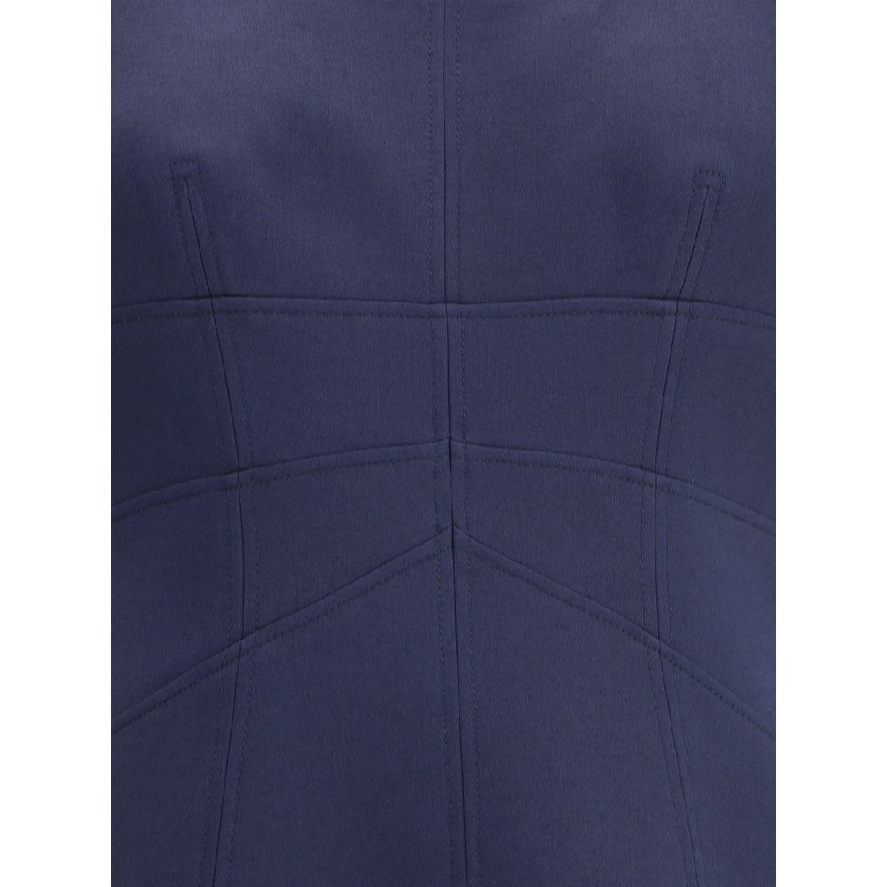 Blue Wool Casual Dress