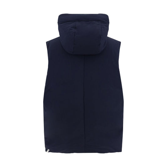 Blue Polyester Sleveless Jacket